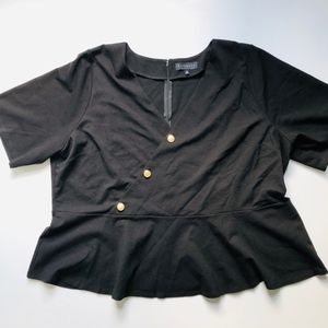 Eloquii Tops - Peplum Top Eloquii Black with Gold Buttons Size 2X Eloquii Tops - Peplum Top Eloquii Black with Gold Buttons Size 2X